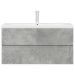 vidaXL Set mobilier de baie, 2 piese, gri beton, lemn compozit