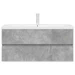 vidaXL Set mobilier de baie, 2 piese, gri beton, lemn compozit