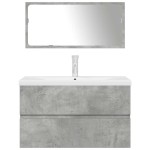 vidaXL Set mobilier de baie, 3 piese, gri beton, lemn compozit