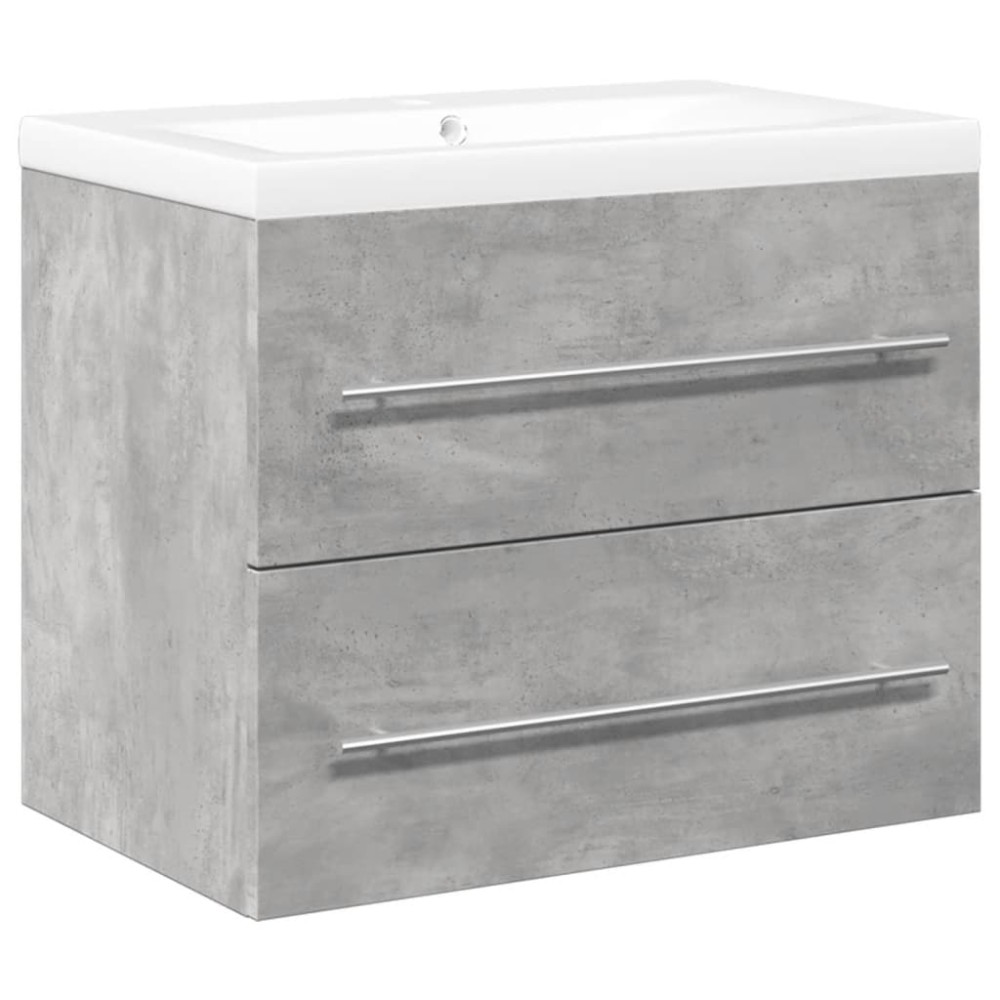 vidaXL Set mobilier de baie, 2 piese, gri beton, lemn compozit