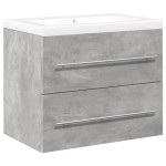 vidaXL Set mobilier de baie, 2 piese, gri beton, lemn compozit