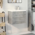 vidaXL Set mobilier de baie, 2 piese, gri beton, lemn compozit