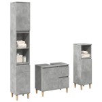 vidaXL Set mobilier de baie, 3 piese, gri beton, lemn compozit vidaXL Set mobilier de baie, 3 piese, gri beton, lemn compozit