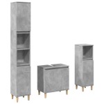 vidaXL Set mobilier de baie, 3 piese, gri beton, lemn compozit vidaXL Set mobilier de baie, 3 piese, gri beton, lemn compozit