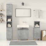 vidaXL Set mobilier de baie, 3 piese, gri beton, lemn compozit vidaXL Set mobilier de baie, 3 piese, gri beton, lemn compozit