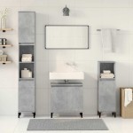 vidaXL Set mobilier de baie, 3 piese, gri beton, lemn compozit vidaXL Set mobilier de baie, 3 piese, gri beton, lemn compozit