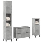 vidaXL Set mobilier de baie, 3 piese, gri beton, lemn compozit vidaXL Set mobilier de baie, 3 piese, gri beton, lemn compozit