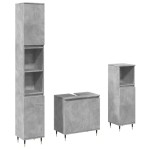 vidaXL Set mobilier de baie, 3 piese, gri beton, lemn compozit vidaXL Set mobilier de baie, 3 piese, gri beton, lemn compozit
