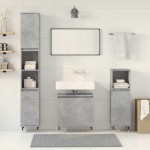 vidaXL Set mobilier de baie, 3 piese, gri beton, lemn compozit vidaXL Set mobilier de baie, 3 piese, gri beton, lemn compozit