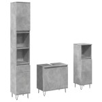 vidaXL Set mobilier de baie, 3 piese, gri beton, lemn compozit vidaXL Set mobilier de baie, 3 piese, gri beton, lemn compozit