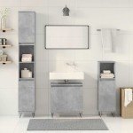 vidaXL Set mobilier de baie, 3 piese, gri beton, lemn compozit vidaXL Set mobilier de baie, 3 piese, gri beton, lemn compozit