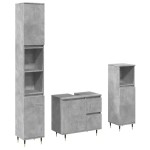 vidaXL Set mobilier de baie, 3 piese, gri beton, lemn compozit vidaXL Set mobilier de baie, 3 piese, gri beton, lemn compozit