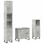 vidaXL Set mobilier de baie, 3 piese, gri beton, lemn compozit vidaXL Set mobilier de baie, 3 piese, gri beton, lemn compozit