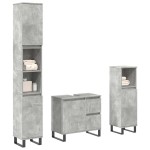 vidaXL Set mobilier de baie, 3 piese, gri beton, lemn compozit vidaXL Set mobilier de baie, 3 piese, gri beton, lemn compozit