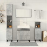 vidaXL Set mobilier de baie, 3 piese, gri beton, lemn compozit vidaXL Set mobilier de baie, 3 piese, gri beton, lemn compozit