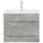 vidaXL Set mobilier de baie, 2 piese, gri beton, lemn compozit