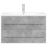 vidaXL Set mobilier de baie, 2 piese, gri beton, lemn compozit