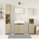 vidaXL Set mobilier de baie, 4 piese, stejar sonoma, lemn prelucrat