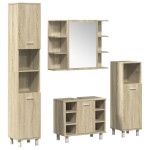 vidaXL Set mobilier de baie, 4 piese, stejar sonoma, lemn prelucrat vidaXL Set mobilier de baie, 4 piese, stejar sonoma, lemn prelucrat
