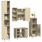 vidaXL Set mobilier de baie, 4 piese, stejar sonoma, lemn prelucrat vidaXL Set mobilier de baie, 4 piese, stejar sonoma, lemn prelucrat