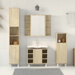 vidaXL Set mobilier de baie, 4 piese, stejar sonoma, lemn prelucrat vidaXL Set mobilier de baie, 4 piese, stejar sonoma, lemn prelucrat