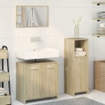 vidaXL Set mobilier de baie, 3 piese, stejar sonoma, lemn prelucrat