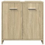 vidaXL Set mobilier de baie, 3 piese, stejar sonoma, lemn prelucrat
