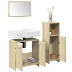 vidaXL Set mobilier de baie, 3 piese, stejar sonoma, lemn prelucrat vidaXL Set mobilier de baie, 3 piese, stejar sonoma, lemn prelucrat