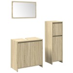 vidaXL Set mobilier de baie, 3 piese, stejar sonoma, lemn prelucrat