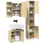 vidaXL Set mobilier de baie, 3 piese, stejar sonoma, lemn prelucrat