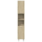 vidaXL Set mobilier de baie, 3 piese, stejar sonoma, lemn prelucrat