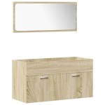 vidaXL Set mobilier de baie, 4 piese, stejar sonoma, lemn prelucrat