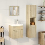vidaXL Set mobilier de baie, 3 piese, stejar sonoma, lemn prelucrat