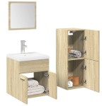 vidaXL Set mobilier de baie, 3 piese, stejar sonoma, lemn prelucrat