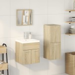 vidaXL Set mobilier de baie, 3 piese, stejar sonoma, lemn prelucrat