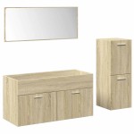 vidaXL Set mobilier de baie, 3 piese, stejar sonoma, lemn prelucrat