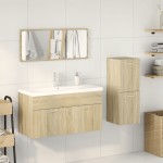 vidaXL Set mobilier de baie, 3 piese, stejar sonoma, lemn prelucrat