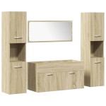 vidaXL Set mobilier de baie, 4 piese, stejar sonoma, lemn prelucrat