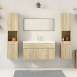 vidaXL Set mobilier de baie, 4 piese, stejar sonoma, lemn prelucrat