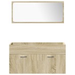 vidaXL Set mobilier de baie, 4 piese, stejar sonoma, lemn prelucrat
