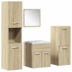 vidaXL Set mobilier de baie, 5 piese, stejar sonoma, lemn prelucrat