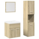 vidaXL Set mobilier de baie, 4 piese, stejar sonoma, lemn prelucrat