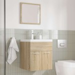 vidaXL Set mobilier de baie, 3 piese, stejar sonoma, lemn prelucrat vidaXL Set mobilier de baie, 3 piese, stejar sonoma, lemn prelucrat