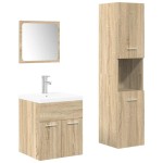 vidaXL Set mobilier de baie, 4 piese, stejar sonoma, lemn prelucrat