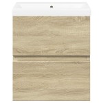 vidaXL Set mobilier de baie, 2 piese, stejar sonoma, lemn prelucrat