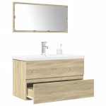 vidaXL Set mobilier de baie, 3 piese, stejar sonoma, lemn prelucrat