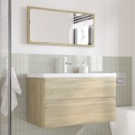 vidaXL Set mobilier de baie, 3 piese, stejar sonoma, lemn prelucrat