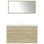 vidaXL Set mobilier de baie, 3 piese, stejar sonoma, lemn prelucrat