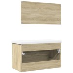 vidaXL Set mobilier de baie, 3 piese, stejar sonoma, lemn prelucrat