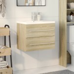 vidaXL Set mobilier de baie, 2 piese, stejar sonoma, lemn prelucrat